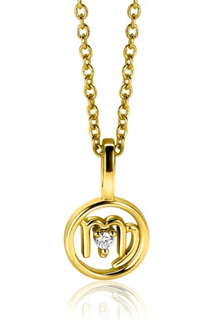 ZinZi 9mm gold plated zilveren Maagd sterrenbeeldhanger bezet met witte zirconia ZIHY-MAA (zonder collier)