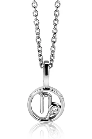 ZinZi 9mm zilveren Steenbok sterrenbeeldhanger bezet met witte zirconia ZIH-STE (zonder collier)