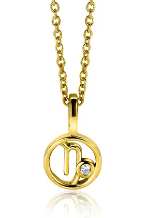 ZinZi 9mm gold plated zilveren Steenbok sterrenbeeldhanger bezet met witte zirconia ZIHY-STE (zonder collier)