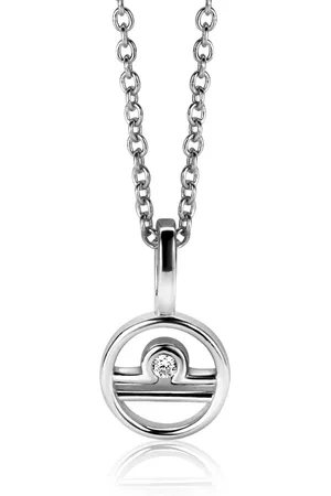 ZinZi 9mm zilveren Weegschaal sterrenbeeldhanger bezet met witte zirconia ZIH-WEE (zonder collier)