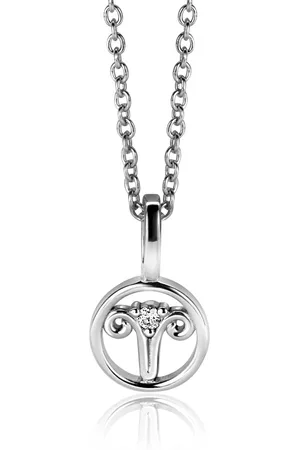 ZinZi 9mm zilveren Ram sterrenbeeldhanger bezet met witte zirconia ZIH-RAM (zonder collier)