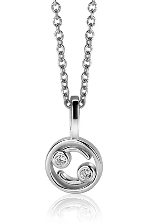 ZinZi 9mm zilveren Kreeft sterrenbeeldhanger bezet met witte zirconia ZIH-KRE (zonder collier)