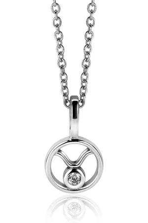 ZinZi 9mm zilveren Stier sterrenbeeldhanger bezet met witte zirconia ZIH-STI (zonder collier)