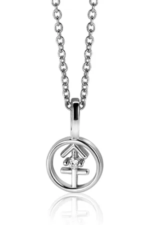 ZinZi 9mm zilveren Boogschutter sterrenbeeldhanger bezet met witte zirconia ZIH-BOO (zonder collier)