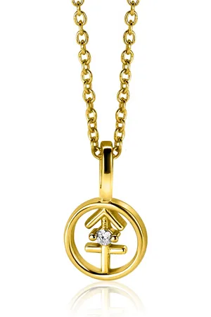 ZinZi 9mm gold plated zilveren Boogschutter sterrenbeeldhanger bezet met witte zirconia ZIHY-BOO (zonder collier)