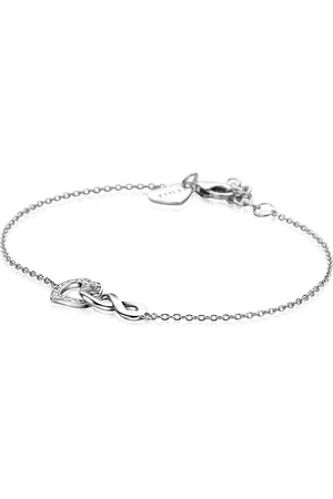 ZinZi Zilveren armband met Infinity teken verbonden met een open hart, bezet met witte zirconia