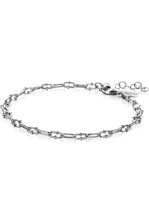ZinZi Zilveren armband met paperclip schakels 4mm, gedecoreerd met speelse bolletjes 17-20cm ZIA2586