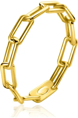 ZinZi Gold 14 krt gouden schakelring van 3mm breed, met de populaire paperclip-schakel ZGR346