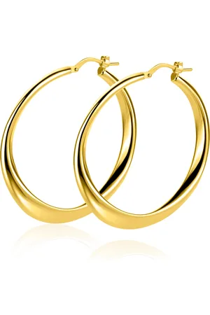 ZinZi 40mm gold plated zilveren oorringen met organisch gevormde buis 3,5mm breed en handige bovensluiting ZIO2702G